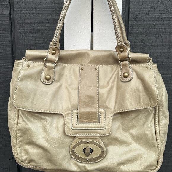 CYNTHIA ROWLEY Cream Tan Large Leather Shoulder Hobo Bag with Beautiful … - Picture 4 of 10